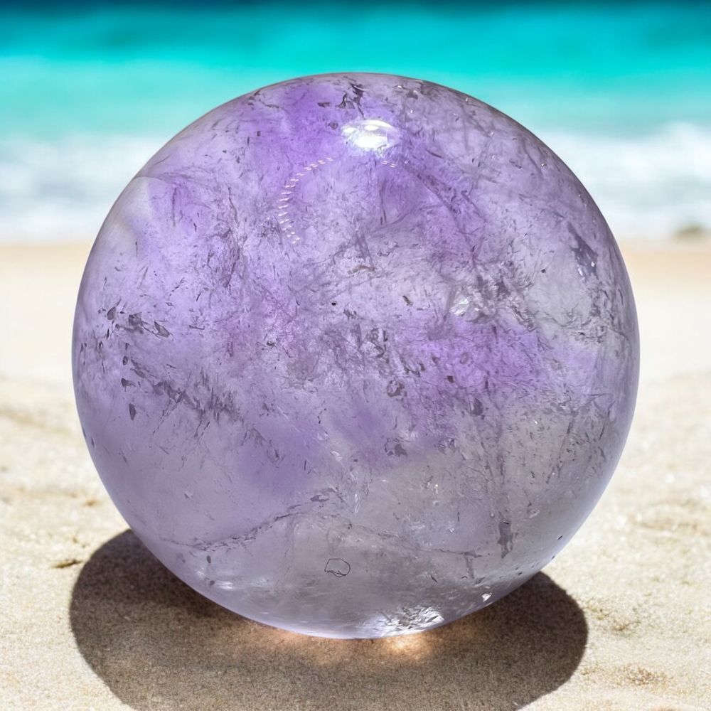 Amethyst Crystal Marble Sphere Meditation Stone